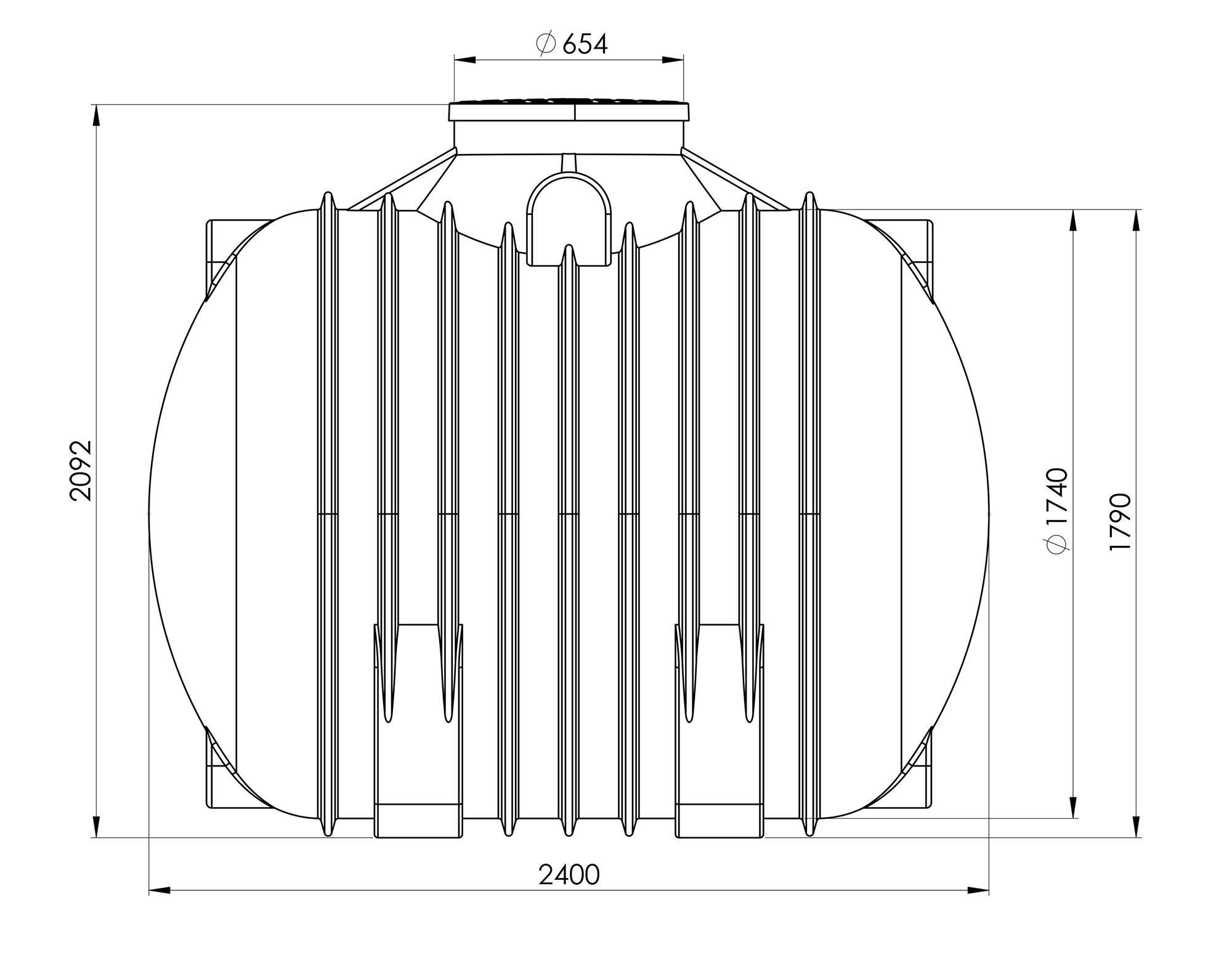 Horizontální ROTO nádrž THR5 (objem 4,7 m³) - samonosná